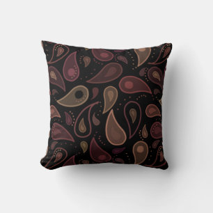 Cojín Decorativo Patrón de paisley moderno oscuro elegante