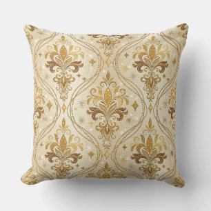 Cojín Decorativo Patrón de Palacio Real Damask Glitter Dorado de Lu
