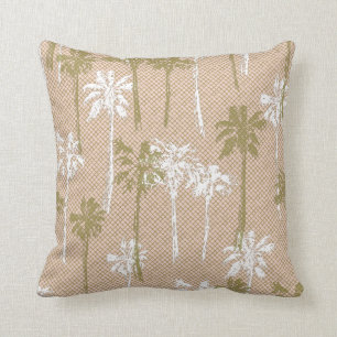 Cojín Decorativo Patrón de palmeras blancas y verdes