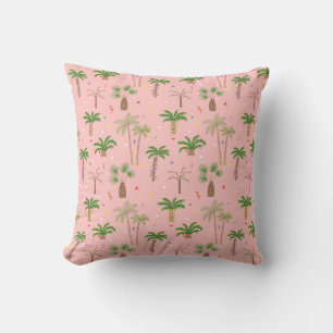 Cojín Decorativo Patrón de palmeras de Navidades tropicales