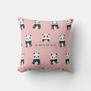 Cojín Decorativo Patrón de Panda Adorable Personalizado