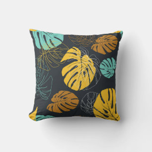 Cojín Decorativo Patrón de papel tapiz de hoja tropical