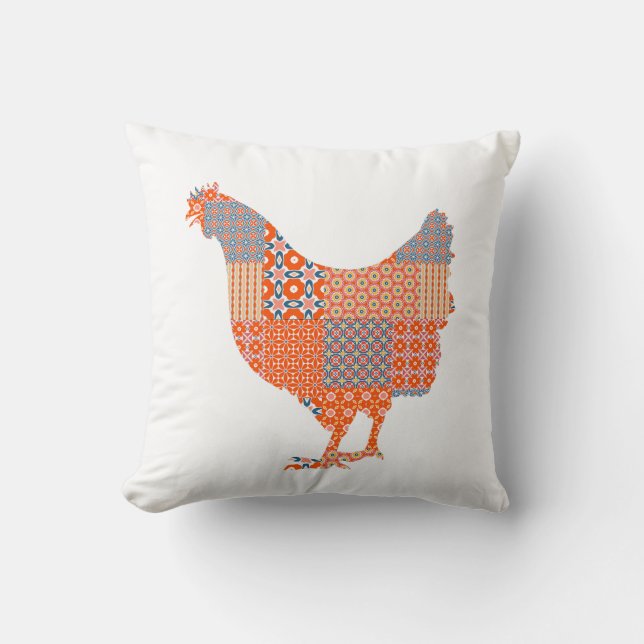 Cojín Decorativo Patrón de paracaidismo animal de granja de pollo (Anverso)