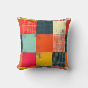 Cojín Decorativo Patrón de parches de cuadros escoceses grunge retr