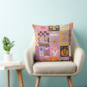 Cojín Decorativo Patrón de parches de Halloween - Cuadrados festivo