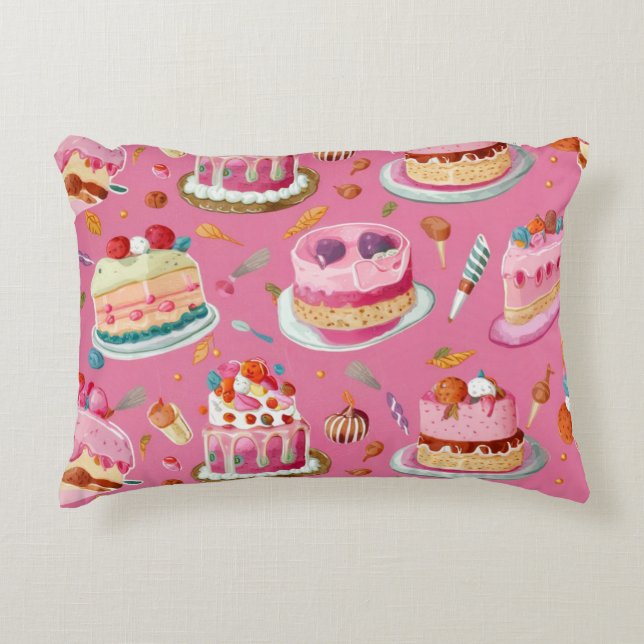 Cojín Decorativo Patrón de pastel dulce rosa (Anverso)
