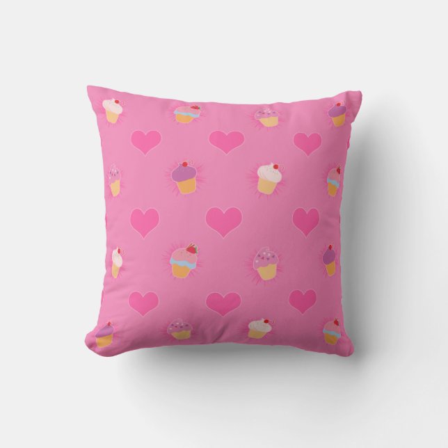 Cojín Decorativo Patrón de pastel rosa (Anverso)