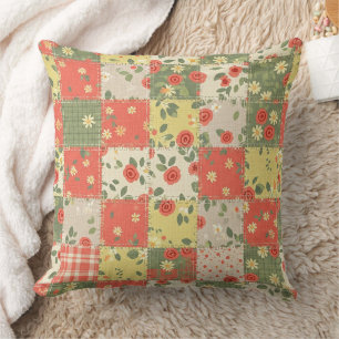 Cojín Decorativo Patrón de patchwork floral de casa de campo