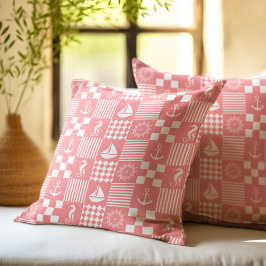 Cojín Decorativo Patrón de patchwork náutico rosa
