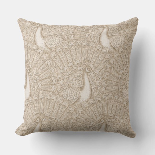 Cojín Decorativo patrón de pavo real (Anverso)