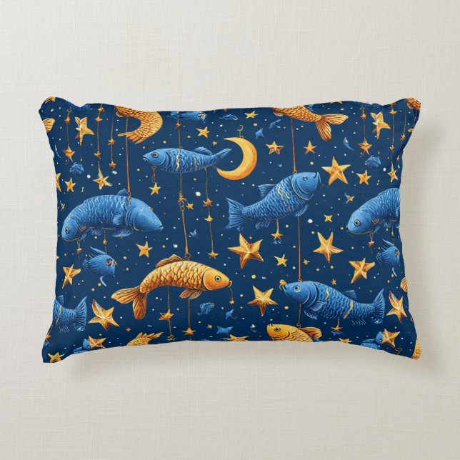 Cojín Decorativo Patrón de peces coloridos (Anverso)