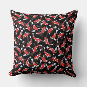 Cojín Decorativo Patrón de peces de Koi Rojo
