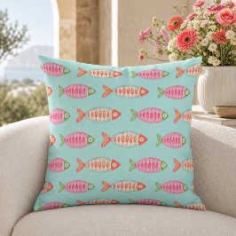 Cojín Decorativo Patrón de peces de verano costero colorido