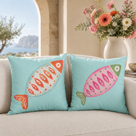 Cojín Decorativo Patrón de peces de verano costero colorido