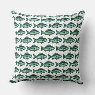 Cojín Decorativo Patrón de peces - Verde oscuro y verde fantasma so