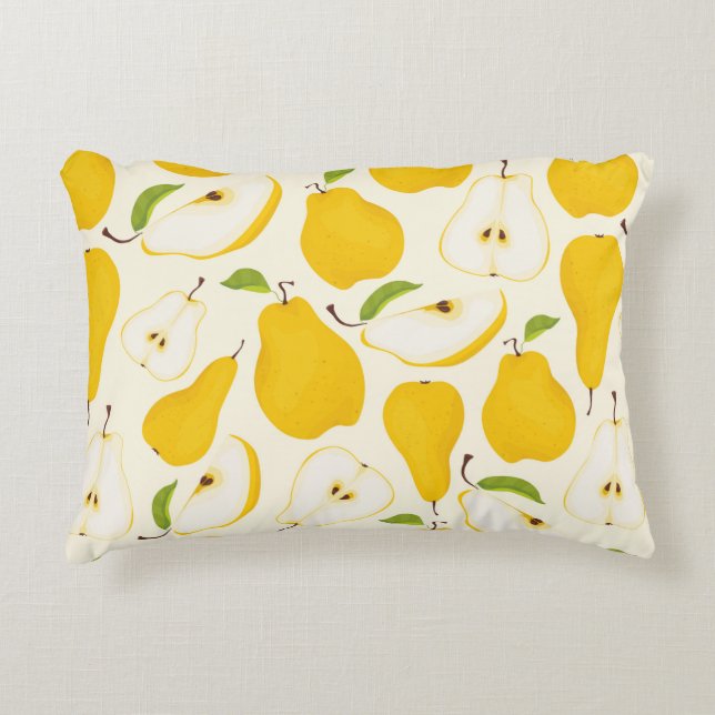 Cojín Decorativo Patrón de pera sin foco. Diferentes peras de fruta (Anverso)