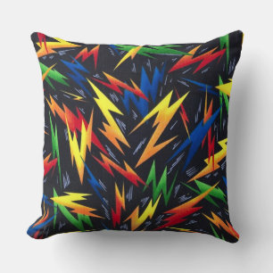 Cojín Decorativo Patrón de Pernos de Relámpago Coloridos