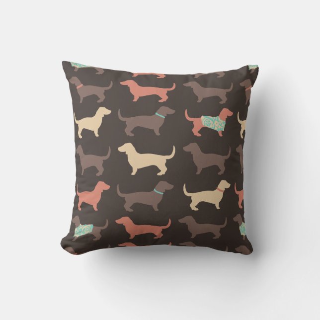 Cojín Decorativo Patrón de perro Dachshund (Anverso)