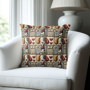Cojín Decorativo Patrón de Perro de Parche Campestre