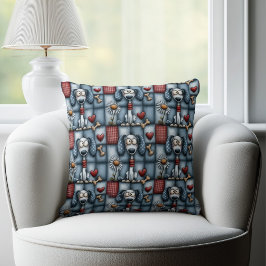 Cojín Decorativo Patrón de Perro de Parche con Azul Caprichoso