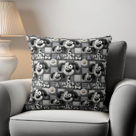 Cojín Decorativo Patrón de Perro de Parche en Negro y Blanco
