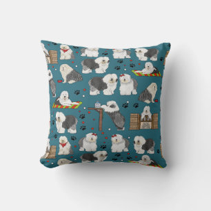 Cojín Decorativo Patrón de perro de perro de perro viejo inglés, re
