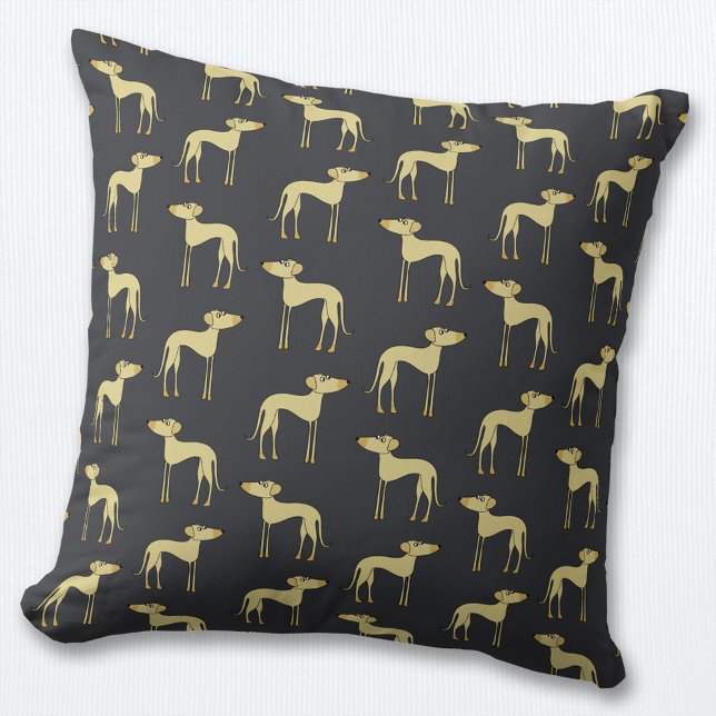 Cojín Decorativo Patrón de perro de Sloughi (Sloughi or Saluki dog throw pillow)