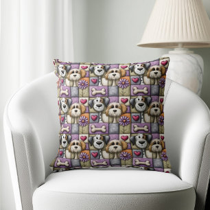 Cojín Decorativo Patrón de perro lindo de patchwork