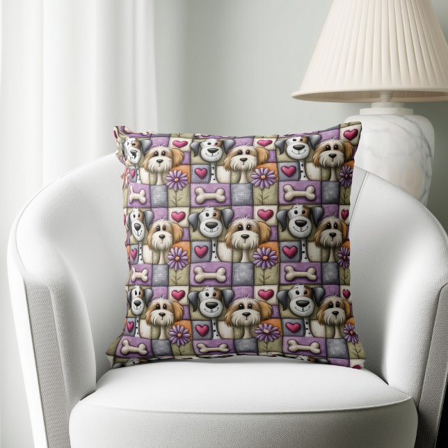 Cojín Decorativo Patrón de perro lindo de patchwork (Subido por el creador)