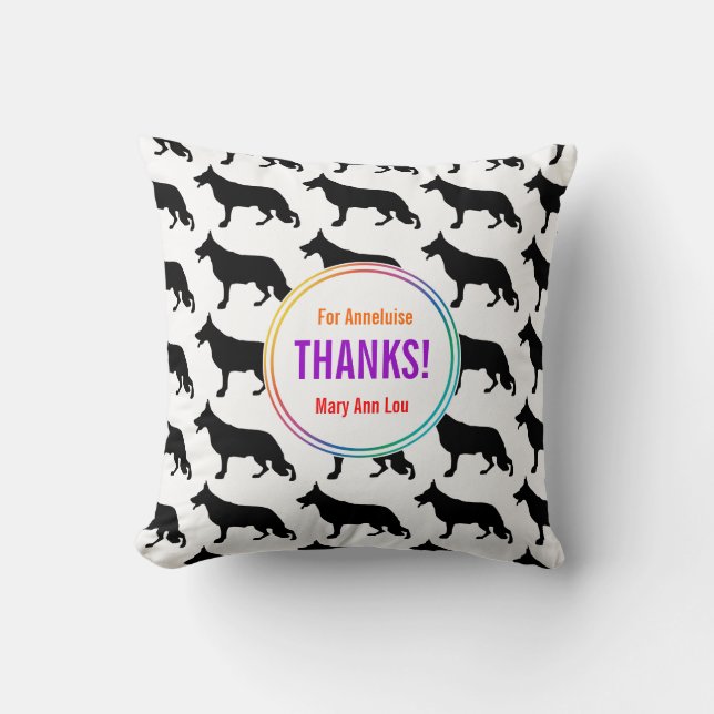 Cojín Decorativo Patrón de perro pastor (Anverso)