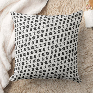 Cojín Decorativo Patrón de perros lindos en blanco y negro