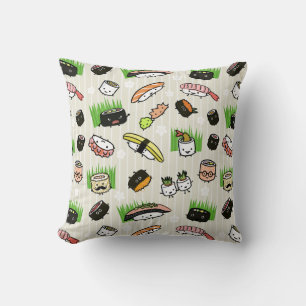 Cojín Decorativo Patrón de Personajes de Sushi
