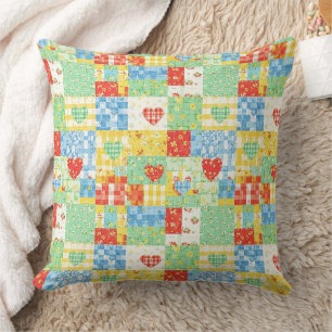 Cojín Decorativo Patrón de picnic de patchwork floral pastel