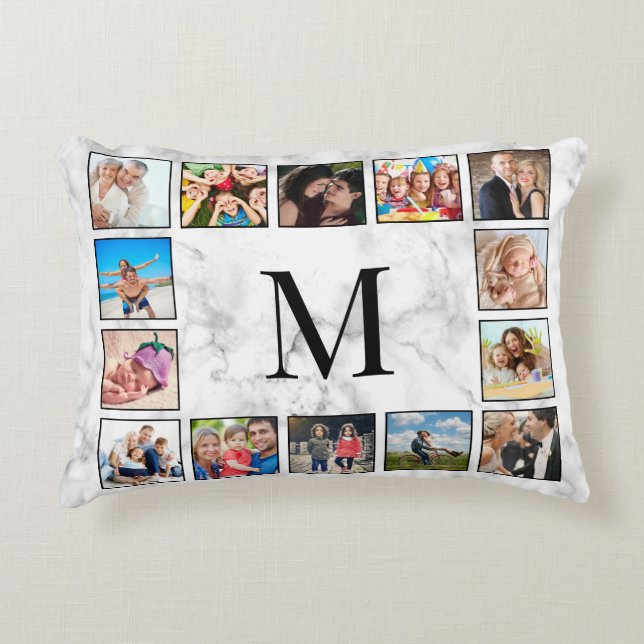 Cojín Decorativo Patrón de Piedra de Mármol Blanco (Anverso)