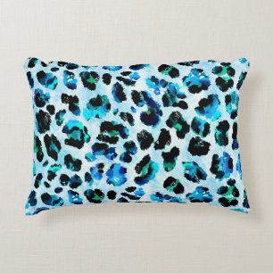 Cojín Decorativo Patrón de piel de leopardo de color de agua abstra
