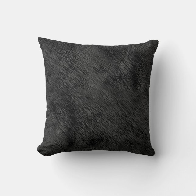 Cojín Decorativo Patrón de piel de oso negro (Anverso)