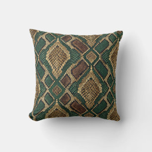 Cojín Decorativo Patrón de piel de serpiente verde y dorado - Estam