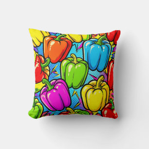 Cojín Decorativo Patrón de pimientos pop art