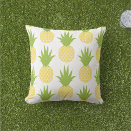 Cojín Decorativo Patrón de piña tropical amarillo y verde
