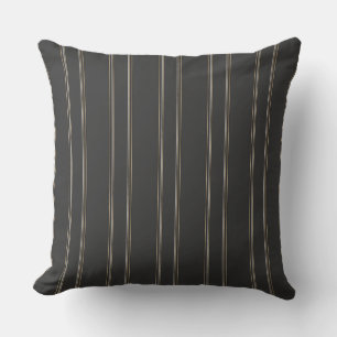 Cojín Decorativo Patrón de Pinstripe Gris Cálido Profundo de Carbón