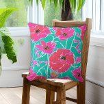 Cojín Decorativo Patrón de pintura anémona Floral rosa y Aqua<br><div class="desc">La pintura acuarela sencilla inspiraba un patrón floral de flores anemónicas rosas con fondo acuático.</div>