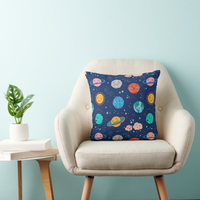 Cojín Decorativo Patrón de planeta sonriente (Silla)