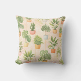 Cojín Decorativo patrón de plantas de interior en macetas