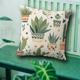 Cojín Decorativo Patrón De Plantas Potadas Cute Boho Al Aire Libre