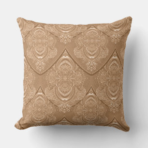 Cojín Decorativo Patrón de pluma Art Nouveau en naranja claro
