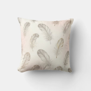 Cojín Decorativo Patrón de pluma boho en tonos neutros suaves