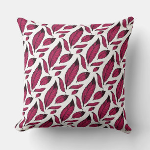 Cojín Decorativo Patrón de pluma rosa vibrante