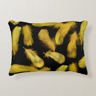 Cojín Decorativo Patrón de plumas amarillas
