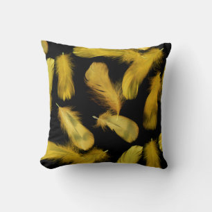Cojín Decorativo Patrón de plumas amarillas