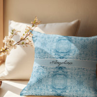 Patrón de plumas azules y blancas, personalizable